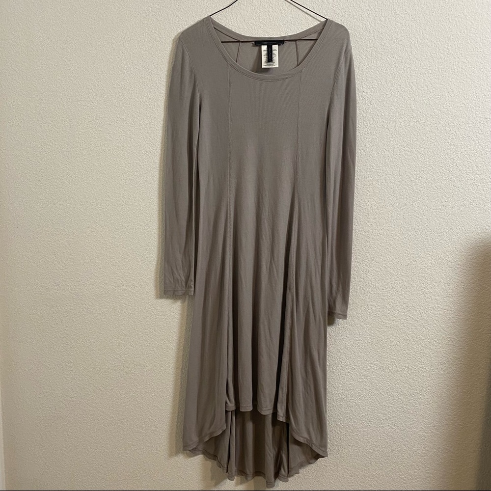 BCBGMaxAzria Taryn Ribbed Knit High Low
Long Sleeve Dress Stone Beige Size Small